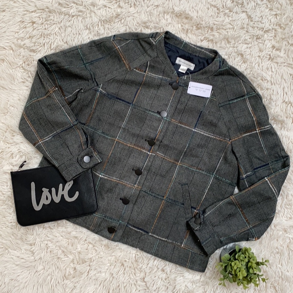 🎉HP🎉 Christopher & Banks Plaid Jacket Blazer 💗 Gray & Black